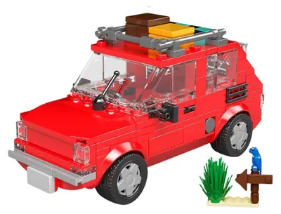 Produktbild von Fiat 126 Maluch Bausteine Auto mit Anhänger 393T