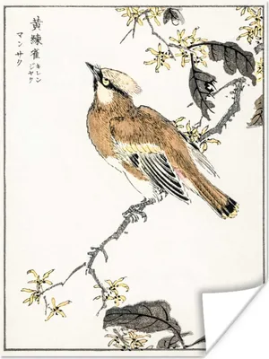 Produktbild von MuchoWow® Poster Vogel - Japanisch - Baum 30x40 cm - Wandplakat - Poster Kinderzimmer