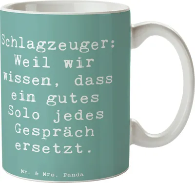 Produktbild von Mr. & Mrs. Panda Tasse Spruch Schlagzeug Solo - Meeresbrise - Geschenk, Kaffeetasse, Instrument lernen, Henkelpott, schöne, Teetasse, Kaffeepott, Musik, Becher, Beats