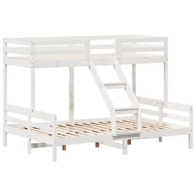 Zdjęcie produktu dla Łóżko piętrowe, 80x200/140x200 cm, białe, lite drewno sosnowe