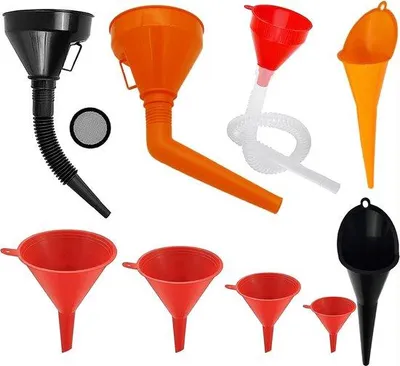 Immagine prodotto di Set di imbuti in plastica flessibile, 9 pezzi, per auto, officina, uso domestico