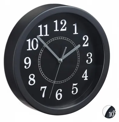 Image de Horloge murale ronde Relaxdays, Ø 20 cm, petite horloge à accrocher, design classique, fonctionne à piles, trotteuse, noir