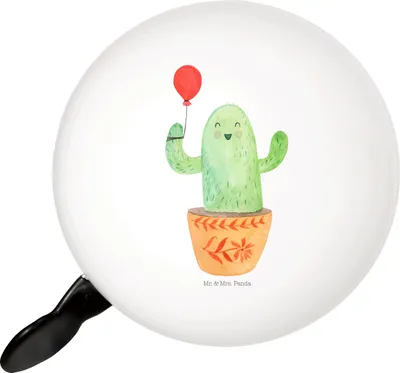Produktbild von Mr. & Mrs. Panda Fahrrad-Klingel Kaktus Luftballon - Weiß - Geschenk, Freundin, Fahrradglocke, Ausbildung, klingel fahrrad, Kakteen, Freude, Neustart, Fahrradklingel, Für