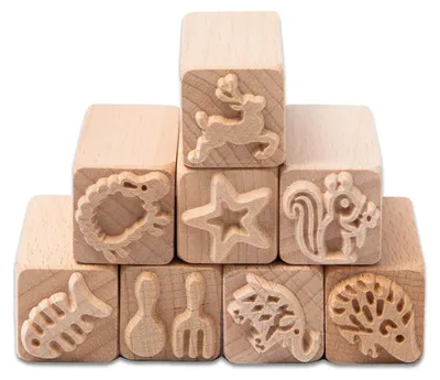 Holz-Stempel für Keramik, 8 Stück, Tiermotive, 5x2x2 cm