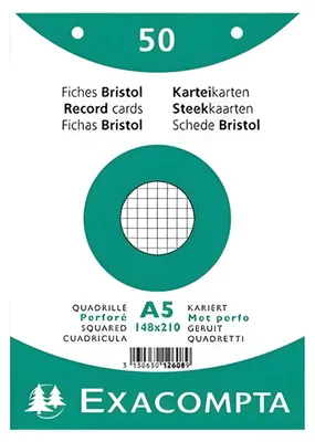 Produktbild von EXACOMPTA Karteikarten DIN A5 kariert weiß 50 Karteikarten