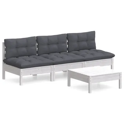 Produktbild von 4-tlg. Garten-Lounge-Set mit Anthrazit Kissen Kiefernholz