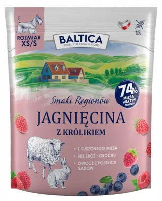 Obrázok produktu pre BALTICA Smaki regionów Malé plemená Jahňacie s králikom – suché krmivo pre psov – 1 kg