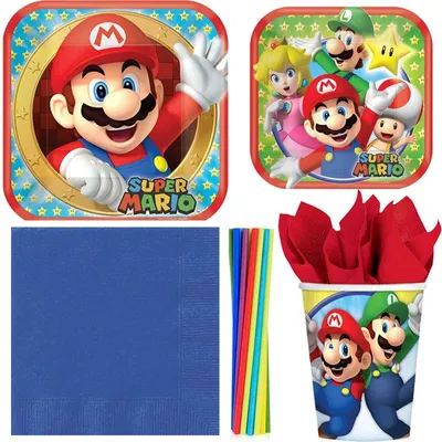 Produktbild von Partyset 72 tlg. Super Mario Geburtstag Deko zum Kindergeburtstag Party Deko Set Geburtstag Partyartikel