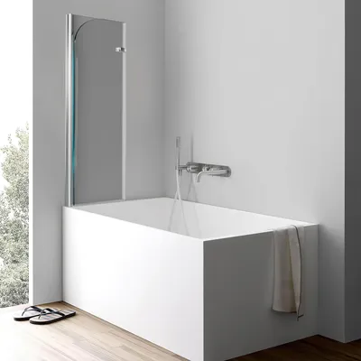 Obrázek produktu pro ISOISL, sprchové stěny, rozměry 100x140 cm, skládací stěna pro vanu, vanová zástěna s průhledným stříbrným povrchem, sprchová stěna z 6mm skla s povrchovou úpravou NANO Easy Clean