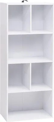 Zdjęcie produktu dla Biały regał z 8 półkami i szafkami – regał półkowy – wymiary 50 x 30 x 118 cm