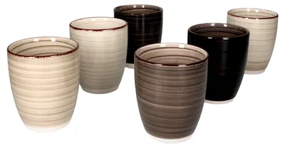 Produktbild von 6er Set Grey Kaffeebecher Grau 350ml ohne Henkel Trinkbecher Tasse Pott