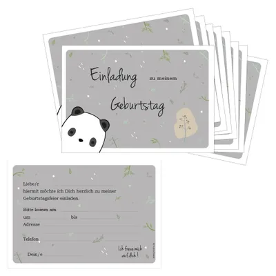 Image de PRICARO Cartes d'invitation anniversaire enfant, A6 "Panda Bear", 10 pièces