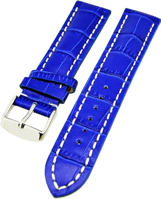 Produktbild von Uhrenarmband Kalblederband Aligator-Optik dick gepolstert Königsblau 22mm