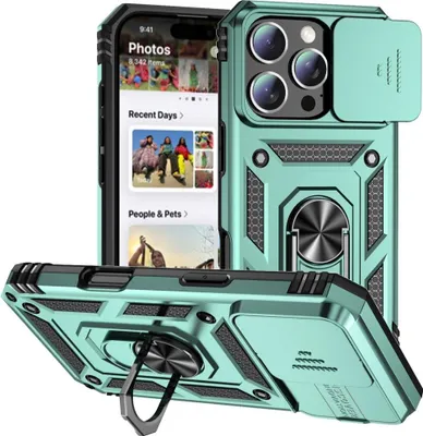 Produktbild von iPhone 16 Pro Hülle - Coverup Ring Ständer Back Cover mit Kamera Schutz - Grün