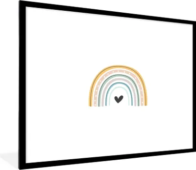 Produktbild von MuchoWow® Gerahmtes Poster Regenbogen - Herz - Tupfen - Pastell - Kinder 80x60 cm - Poster mit Schwarzem Bilderrahmen Wandposter Rahmen Foto Bilder - Schlafzimmer-Dekorationen - Fotoposter