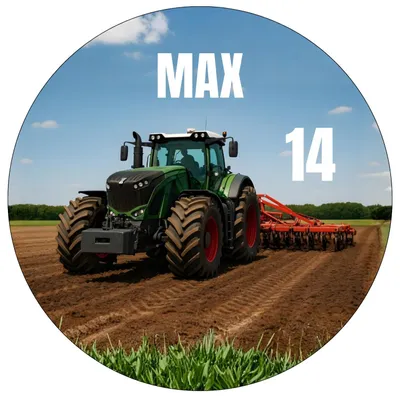 Produktbild von Tortenaufleger essbar individuell Geburtstag Traktor Bagger Baustelle 20cm Fondant
