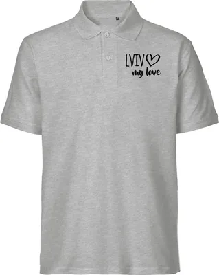 Produktbild von Huuraa Herren Polo Shirt Lviv my love L Sport Grey Bio Baumwolle Fairtrade Poloshirt Geschenkidee
