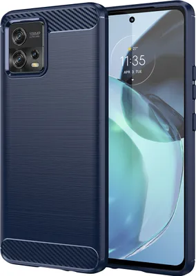 Produktbild von Moto G72 Hülle, Carbon-Faser TPU Silikon Stoßfest Schutzhülle für Motorola Moto G72 Blau