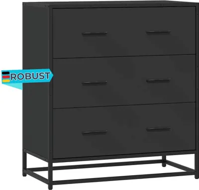 Produktbild von Sideboard SOPI für Wohnzimmer Schwarz 68x35x76 cm und Metall | Kommode Flur Anrichte mit Schubalden