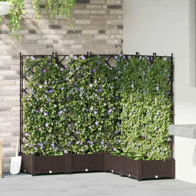 Imagen del producto de Maison Exclusive - Juego de 5 macetas para jardín, color marrón, 120 x 120 x 125,5 cm, fabricadas en polipropileno (PP)