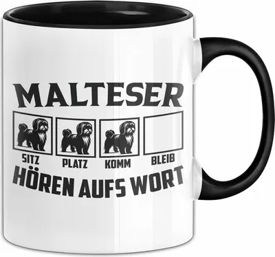 Produktbild von Malteser Hören Aufs Wort Tasse Geschenk Malteser Besitzer Mama Becher (Schwarz)