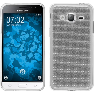Produktbild von PhoneNatic Case kompatibel mit Samsung Galaxy J3 (2016) - clear Silikon Hülle Iced + 2 Schutzfolien