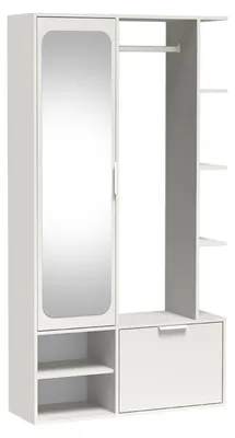 Produktbild von Garderobenschrank mit Spiegel - Alpenweiß - mit Ablagen und Kleiderstange - Flurwand - NALA