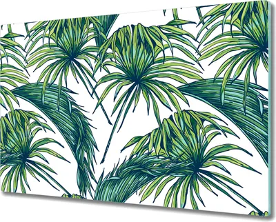 Produktbild von Herd-Abdeckplatte Glas Schneidebrett Ceranfeld-Abdeckung - 80x52 cm - Grüne Palmblätter