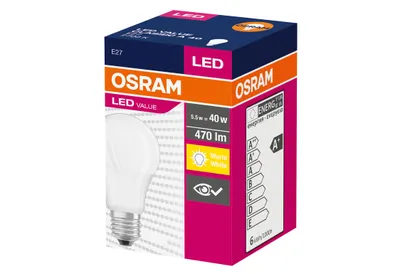 Produktbild von Osram LED CLASSIC A V, 4,9 W, 40 W, E27, 470 lm, 10000 h, Warmweiß