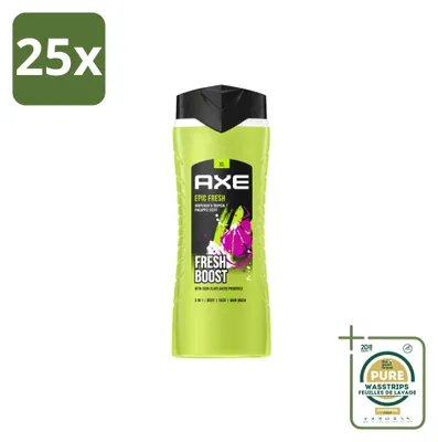Productafbeelding van 25 x AXE Epic Fresh Douchegel 3-in-1 - 400 ml - Voordeelverpakking - 25 stuks