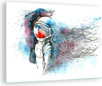 Produktbild von Bilder auf glas - Astronaut Universum Astronomie Entdecker - 70x50cm - Glasbilder - Wandbilder - Kunstdruck - Wanddekoration aus Glas - Glas Bilder - Wandbild auf Glas - GAA70x50-2993