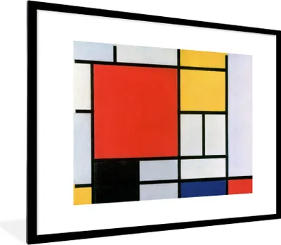 Produktbild von MuchoWow® Gerahmtes Poster Kunst - Mondrian - Alte Meister 80x60 cm - Poster mit Schwarzem Bilderrahmen Wandposter Rahmen Foto Bilder - Schlafzimmer-Dekorationen - Fotoposter