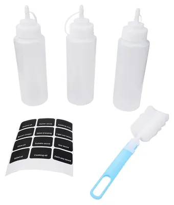 Kunststoff-Saucenflasche zum Drücken, 500 ml, 3er-Set