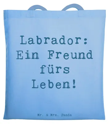 Produktbild von Mr. & Mrs. Panda Shopping Tasche Spruch Labrador Freund - Sky Blue - Geschenk, Hunderassen Vielfalt, Uni, Begleiter, treuer, Charakter, Tote Bag, freundlicher Hund
