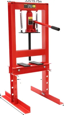 Obrázok produktu pre Hydraulický dielenský lis, nosnosť 6 ton, výškovo nastaviteľný, červený