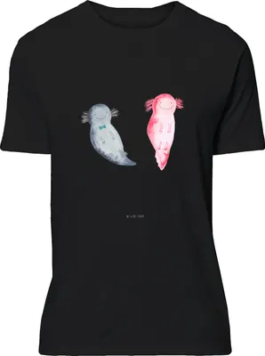 Produktbild von Mr. & Mrs. Panda S T-Shirt Axolotl Freundin - Schwarz - Geschenk, mit Spruch, Tshirt, Valentinstag, Shirt, Liebe, oberteil, Lurch, glücklich