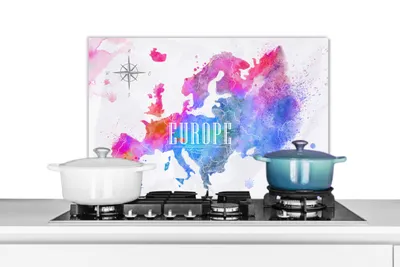 Obrázok produktu pre MuchoWow® Splashback Kuchyňa - Kuchynský backsplash - Ochrana steny pre sporák a drez Farby - Vodové farby - Európa 60x40cm Alu-Dibond (alternatíva k
