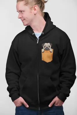 Produktbild von D&B Uni Hoodie ZIPPO00028 Pug Schwarz-Größe 2XL