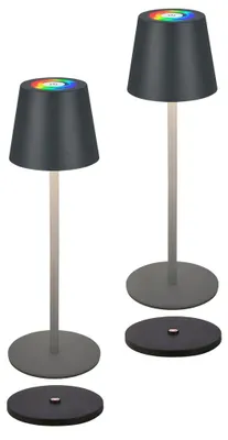 Image de Briloner Cilano RGBW LED Lampe de table sans fil IP44, Variable, tactile, sans fil, protection contre les projections d'eau, anthracite, Ø12 x 36 cm