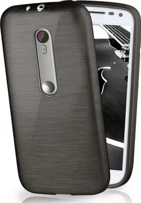 Produktbild von moex® Brushed Case kompatibel mit Motorola Moto G3 - Hülle aus Silikon, Schwarz