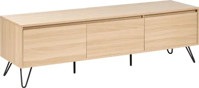 Obrázek produktu pro BELIANI Televizní stolek světle hnědý dřevotříska 150 cm 3 police minimalistický design obývací pokoj