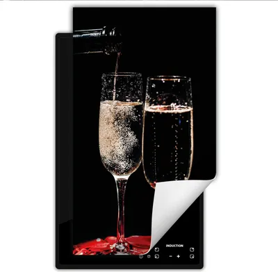 Immagine prodotto di DarHaus Piastra di copertura per fornelli 1 pezzo 30x52 cm Tappetino antiscivolo Roll-up, nero - rosso - vino