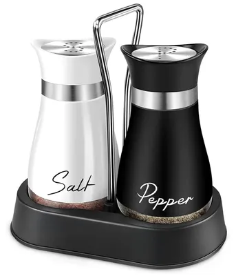 Salz- und Pfefferstreuer-Set aus Glas und Edelstahl, 2er-Set