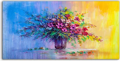 Produktbild von Coloray Canvas 120x60  Wandbild Leinwand Bilder Foto groß einen Blumenstrauß zu malen