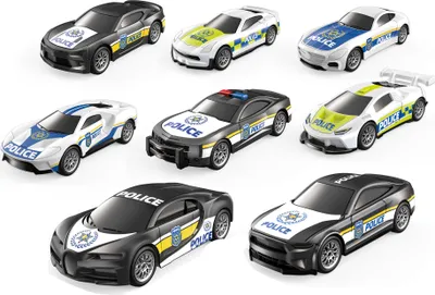 Produktbild von Polizeiauto zum Zurückziehen, 4 Stück, 7,3 cm
