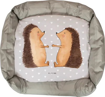 Produktbild von Mr. & Mrs. Panda Katzensofa Igel Liebe - Grau Pastell - Geschenk, Freundin, Katzenliege, Katzenkissen, Hochzeitstag, Hochzeit, Katzenbett, Katzenkorb, Kuschelbett