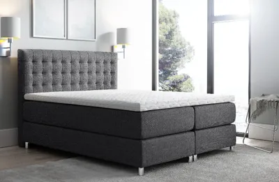 Obrázek produktu pro Vysoká čalouněná postel boxspring Luca antracit 180 + topper