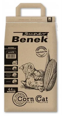 Produktbild von Super Benek Corn Cat Ultra Natural - klumpendes Maisstreu für Katzen mit natürlichem Geruch 7L (3-er pack)