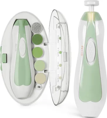 Produktbild von haakaa Elektrischer Baby-Nagelknipser, Baby-Nagelfeilen-Set mit 6 Schleifkopf und LED-Licht für Neugeborene, Kleinkinder Oder Erwachsene, Grün