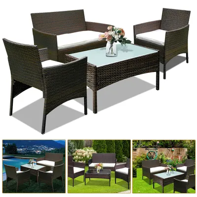 Obrázek produktu pro Jayseuw zahradní nábytek zahradní set zahradní lounge ratanový nábytek sedací souprava balkon hnědý
